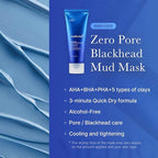Medicube Zero Pore Blackhead Mud Facial Mask - Skin Cooling & Pore Tightening - 3 Minute Quick Dry Formula with AHA, BHA, PHA, and Pore-Purifying Clay - Korean Mud Mask 3.52 oz