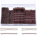 TsMADDTs Bobby Pins Brown U Shaped Hair Pins for Ballet Buns Women Girls with Storage Box, 2.4IN&2IN