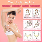 2 in 1 Women Electric Shaver Dual Head Bikini Trimmer for Women IPX7 Waterproof Wet & Dry Use Body Hair Trimmer and Facial Hair Remover for Bikini Underarm Leg Arm Body Face