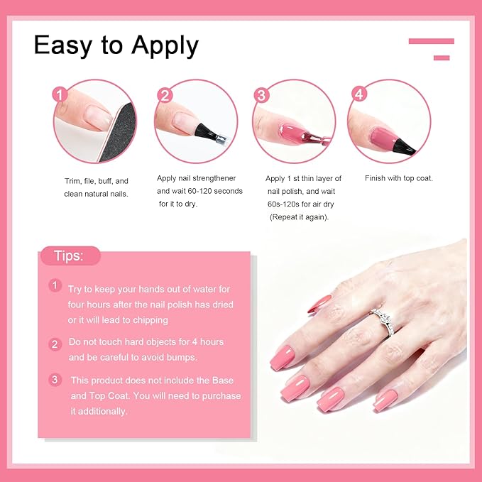16.5ml Pink Nail Polish Large Volume Quick Drying Nail Polish, Fast Drying and Long Lasting Color Nail Art DIY Home Manicure Gift for Women