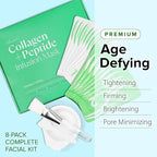 Ebanel Collagen Peptides Wash-Off Face Mask Set, 8 Pack Instant Skin Tightening and Lifting Masks, Brightening Face Mask with Niacinamide, Glutathione, Hyaluronic Acid, Vitamin C, Cica, B5, Albumen