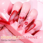 Clara Colors Magnetic Nail Polish, 12 Colors Pink Red Purple Brown Holographic Cat Eye Gel Nail Polish Set with Magnets Black White Base Top Coat Gel Soak Off Led Nail Art Manicure Salon DIY Gifts