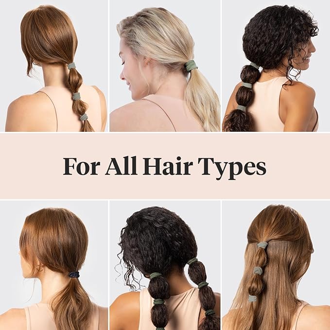 Kitsch Nylon Hair Ties for Girls & Women - No Snag, Pain-free Hair Ties No Damage Ideal for Ponytails, Updos & Braids | Ideal Gifts for Women, 20pcs Eucalyptus
