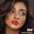 evpct Bright Fire Red Shiny Longwear No-Budge Liquid Lip Color Lipstick Makeup, Highly Pigmented Color Instant Shine, Waterproof Long Lasting Lipstick Women Lip Stain Gloss with Lip Liner Brush, 05#