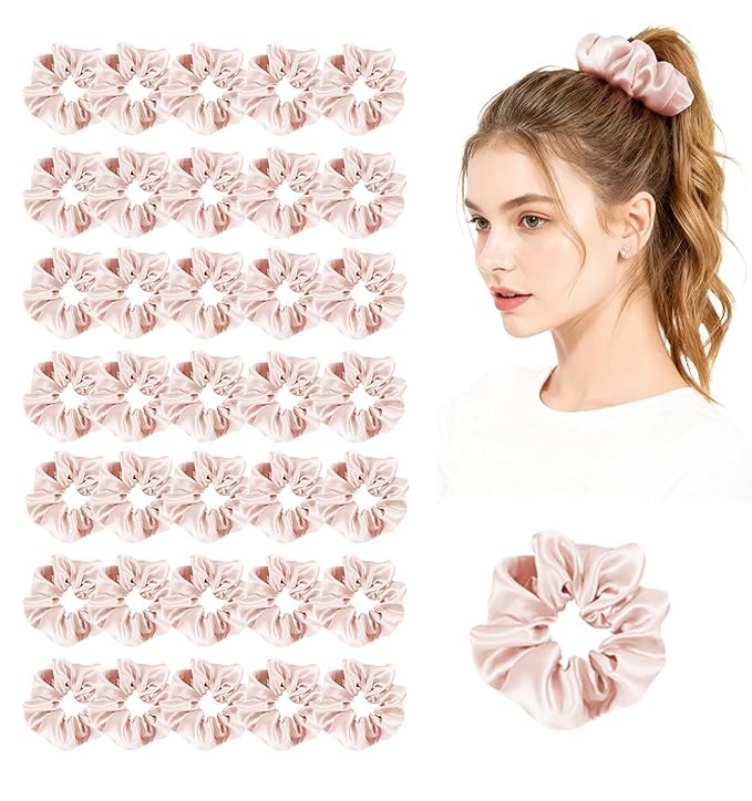 36Pack Womens Silk Scrunchies Satin Scrunchy Hairtie Hairbands Silky Hair Ties Elastics Hairs Bow Accessory Ponytail Holder