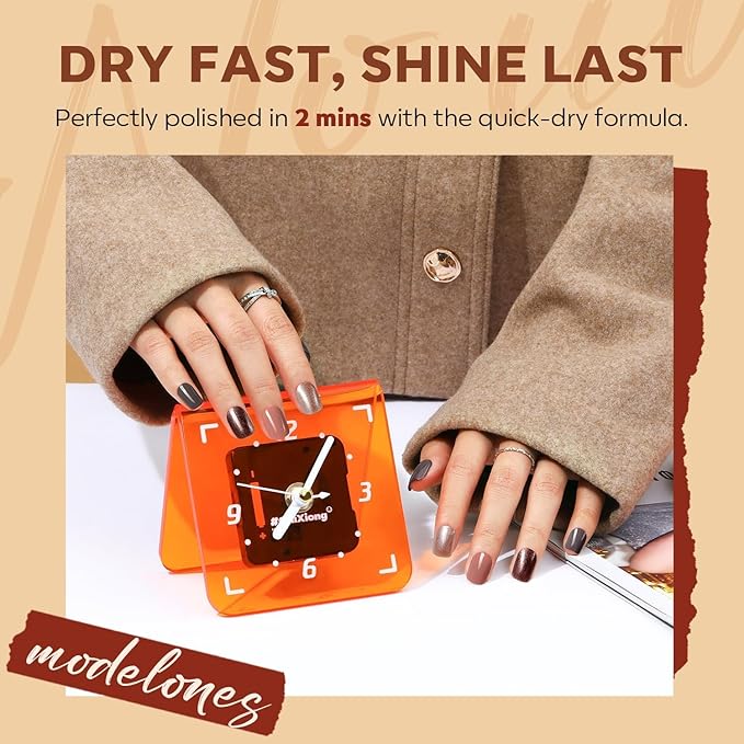 modelones Fall Orange Nail Polish Set 6 Colors, Nude Brown Maroon Gray Quick Dry Mini Nail Lacquer Kit, Nail Art DIY Home Salon Manicure Gifts for Women Girls