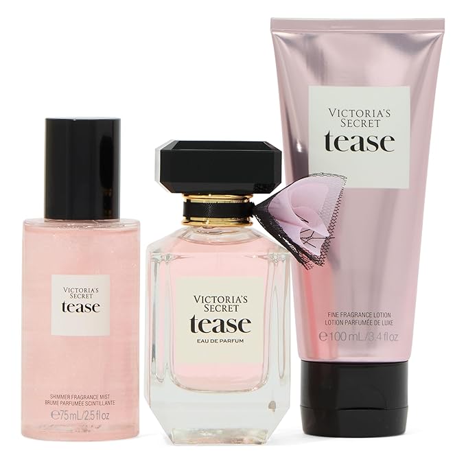Victoria's Secret Tease 3 Piece Luxe Fragrance Gift Set: 1.7 oz. Eau de Parfum, Travel Lotion & Shimmer Mist