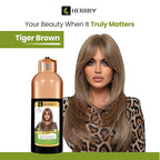 HERBBY Hair Color Shampoo for Gray Hair Coverage&Color Transform with 9 Herbal Extracts –Long Lasting(6-8 Weeks),Shiny,Evenly Colored,Instant Hair Dye Shampoo&Conditioner, 500 Ml (TIGER BROWN COLOR)