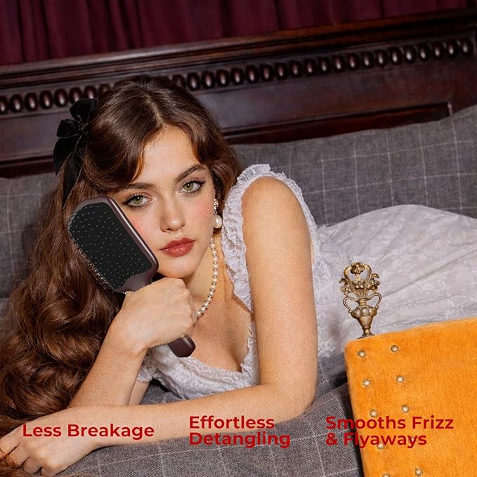 SIMETRA Wooden Paddle Hair Brush Unique Pattern Guinean Ovangkol Hardwood Bristles Hair Brushes for Women Wet Brush Detangling Brush for Scalp Massage for Men Kids for All Hair Types (Cheetah)