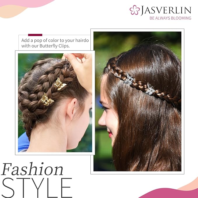 Mini Butterfly Hair Clips 50pcs - Non-Slip Metallic Silver Gold Hair Claws Clip Y2K 90s 2000s Small Tiny Cute Accessories Organizer for Women Girls Kids (Silver & Gold)