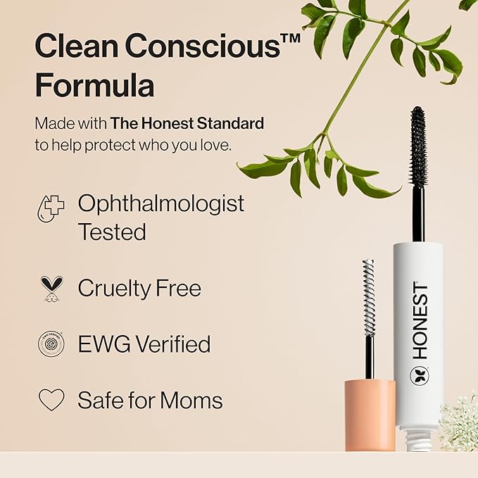 Honest Beauty 2-in-1 Extreme Length Clean Mascara Lash Primer Lengthening Volumizing Cruelty Free Safe for Sensitive Eyes Black .27 fl oz