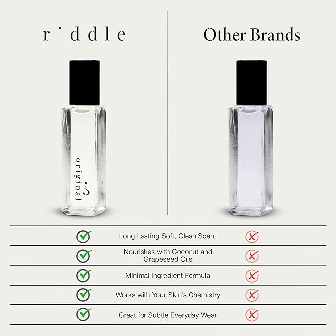 Riddle Original Roll On Pheromone Perfume Made in USA - Premium Rollerball Subtle Fragrance for Women - Long-Lasting Cruelty-Free Alcohol-Free Gentle on Skin - Ideal for Daily Use and Travel