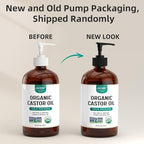 SYLVANA Organic Castor Oil with Pump (16oz Glass Bottle), USDA Certified Organic, Cold Pressed, Hexane Free, Vegan - 100% Pure Castor Oil for Hair Growth, Nourishing Skin, Lashes & Eyebrows