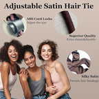 4 pcs Afro Puff Hair Tie Satin Hair Scrunchies, Black and Brown Adjustable Hair Ties, Adjustable Hair Ties for Thick Hair, Long Style No Slip Headband Afro Puff Hair Tie, Easy Use Hair Accessories