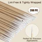 200 Pcs Microblading Cotton Swabs, Pointed Cotton Swabs with Bamboo Sticks for Makeup, Nail Polish, Tattoo Touch Ups, Crafting and Beauty Detail, Lint-Free, 4 Inch