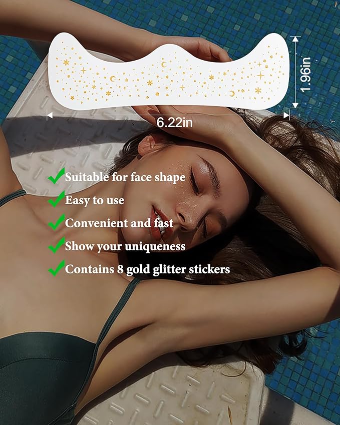 Makeup Pathes, Body Face Glitter for Kids Women Girls, Gold Snowflake Glitter Makeup Speckles for Face, Singer Concerts Festival Holiday Party Rave Accessories - 8 Counts