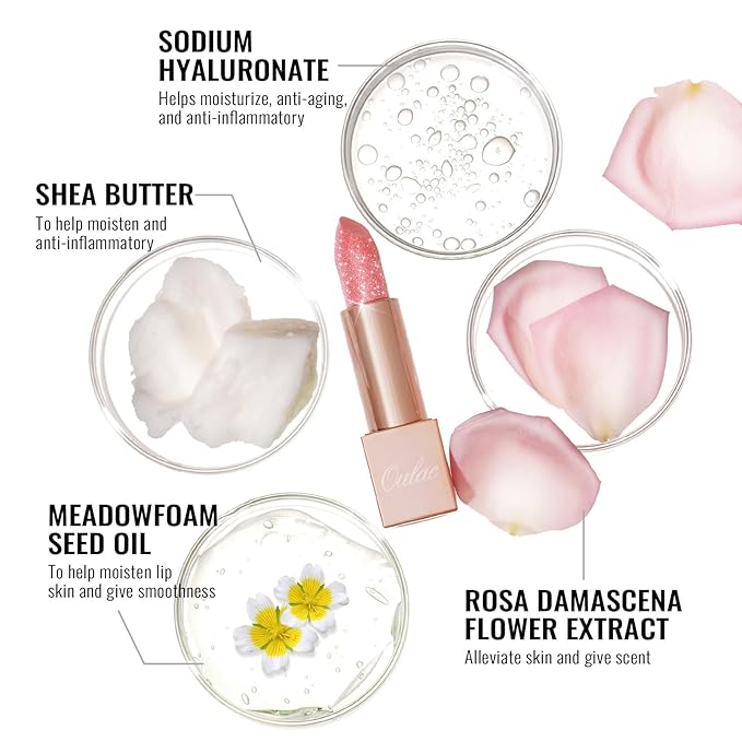 Oulac Moisture Red Lipstick Set 3PCS - Infinity High Shine Finish, Hydrating Vegan Lipstick Infused with Damask Rose Oil for All-Day Comfort, Gluten-Free, PG02+PG14+D03