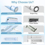 2025 New Bikini Trimmer for Women, 2 in 1 Dual Head Body Bikini Shaver, Ultra Low Silent, Painless & Cordless Hair Removal for Body , IPX7 Waterproof & Easy Cleaning for Shower & Travel (Blue)