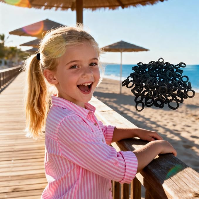 Mini Small Glittering Hair Ties All Hair Types Seamless Glitter Hair Ponies Elastics Ponytail Holders Hair Scrunchies Hair Accessories Baby Girls Kid Children 100 pcs