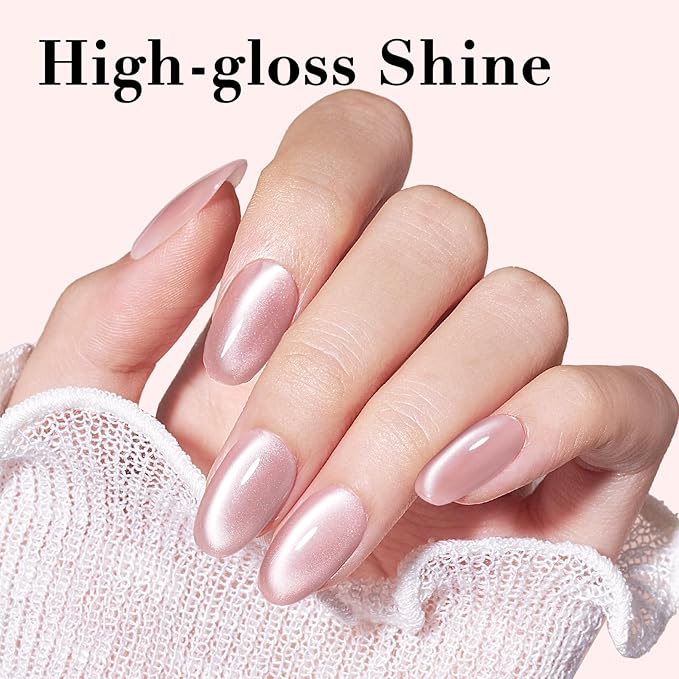 AZUREBEAUTY Cat Eye Nail Polish Quick Dry Nude Glitter Toe Nail Polish Natural Shine Nail Lacquer Salon-Quality for Women Girl Gifts