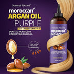 Natural Riches Purple Moroccan Argan Oil for Hair with Linseed Extract, Anti-Brass Formula for Blonde, Silver, Platinum & Grey Hair Neutralize Yellow Tone, Smooths Frizz & Restore Shine 8 fl oz