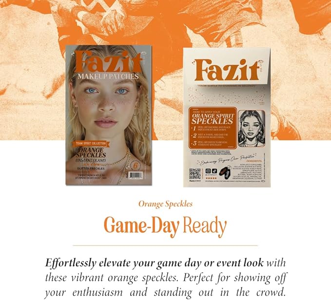 Fazit Makeup Patches - Orange Speckles - Glow Up Make-Up Patches - Cute Glitter Makeup Accessories for Women - Cosmetic Glitter for Face