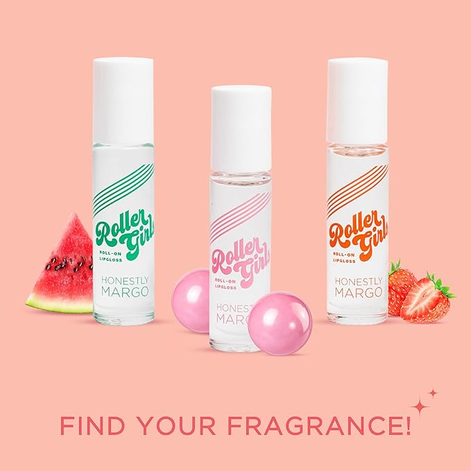 Honestly Margo Roller Girl Roll-On Lip Gloss (Strawberry Amber, 2 Pack) – Lip Gloss for Women with Hydrating Vitamin E & Moisturizing Shine, Refreshingly Lightweight Your Lip Stain, Non Stick Gloss