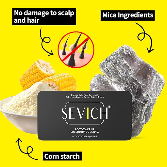 SEVICH Root Touch Up Hair Color Powder with Mirror & Brush – Instant Gray Hair Cover Up, Waterproof Sweatproof Formula, Natural Finish for Hairline & Bald Spot, 48H Long Lasting, Brown