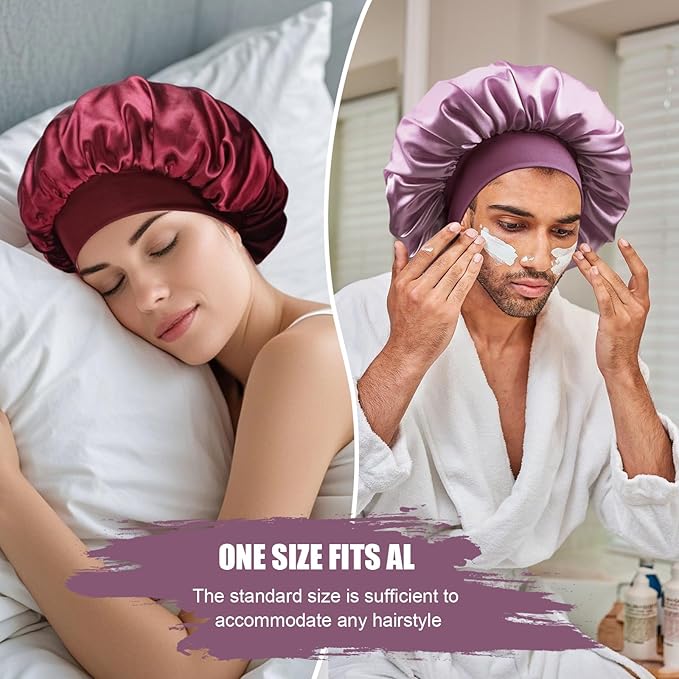 Satin Silk Bonnet for Sleeping, Soft Satin Lined Hair Bonnet for Women, Double Layer Sleep Nightcap