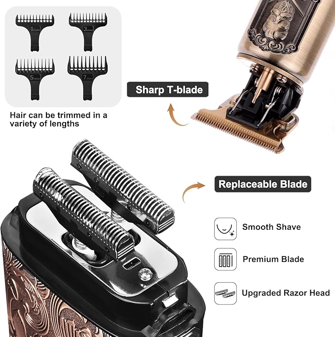 Ufree Foil Shavers Electric Razor for Men, Beard Trimmer Grooming Shaving Kit, Hair Trimmer, Cordless Head Shavers for Bald Men Barber Clippers, Birthday Gifts for Him