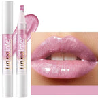 2 in 1 Nude Purple Shimmer lip gloss Lip Plumper Gloss Tinted Glitter Lipgloss Lipstick Moisturizing High Shine And Vegan Plumping Lip Gloss For Women Girls Long-Lasting Dry Lip Care base best(09 #)