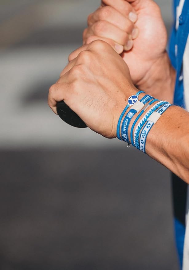 K'lani Game Day Hair Tie Bracelets – 5-Pack Stretchy No-Crease Hair Ties & Stylish Bracelets – Team Color Accessory for Hair or Wrist - BYU, Large