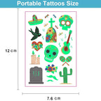 Day of the Dead Luminous Halloween Temporary Tattoo, 125PCS Waterproof Fake Face Tattoos, Body Stickers Decorations Glow in the Dark, Makeup Party Favors Supplies Decor