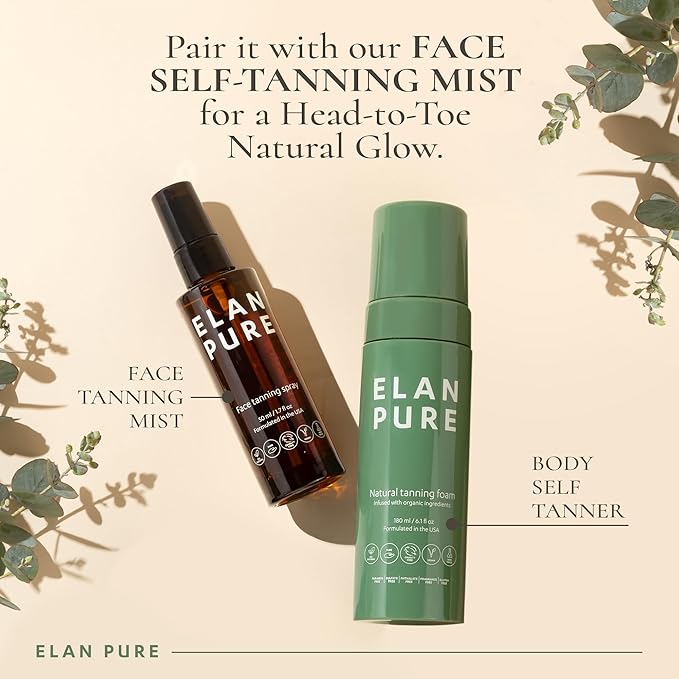 Non Toxic Gradual Self Tanner - Organic Tanning Foam - Long Lasting Natural Looking Tan - Streak Free Smooth Application - Plant Based Ingredients - Vanilla