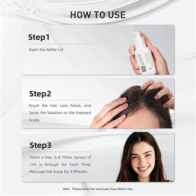 KINTOR 0.5% KX-826 Hair Growth Spray DHT Blocker Hair Regrowth Products,Nourish Hair follicles,Hair Oil Control Products For Men&Women,plant based 60ml