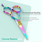 Suvorna 5.5" Multicolor Hair Cutting Scissors for Professionals, Barbers - Hair Shears for Cutting, Trimming, Grooming - Sharp Hair Scissors Professional - Right Hand Barber Scissors for Men and Women