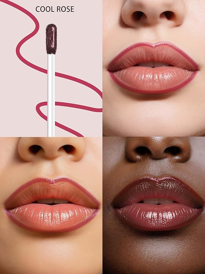Lip Stain Peel Off Lip Liner Stain with Tweezer, Long Lasting Matte Lip Tint Tattoo, Highly Pigmented Color Lip Makeup, Waterproof Lipstick, Transfer-proof Lipstain for Women, Cool Rose