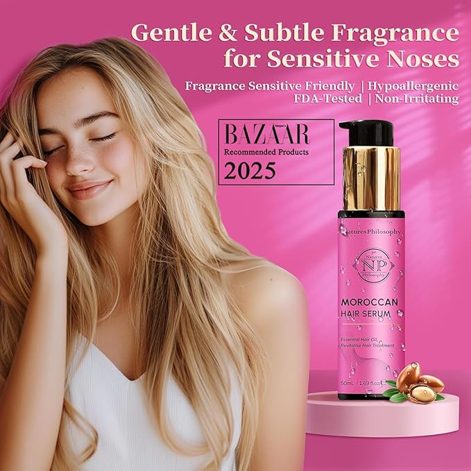 NP NATURES PHILOSOPHY Moroccan Argan Oil & Eyelash Growth Serum Set, Peptide-Infused Lash Serum Prostaglandin-Free, Deep Nourishment Anti-Frizz Shine Hair Product, Aussie Hair Care for All Hair Types