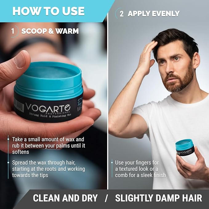 Hair Wax for Men, Premium Aqua Hair Styling Wax with Strong Hold & High Shine Finish, Water-Based, Easy Wash Out, 3.52 oz