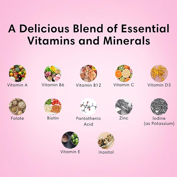 FLEUR Bloom & Glow Hair Skin and Nails Gummies, Hair Growth Supplement with Biotin & Inositol, Antioxidant Rich Vitamin A, C & E for Skin and Nail Repair, Sugar-Free, 60 Vegan Gummies