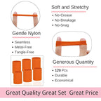 LuSeren 120 Pcs Orange Hair Ties for Women, No Damage Soft Seamless Nylon Hair Elastics for Thick Hair, Ponytail Holders, Solid Orange Hair Accessories