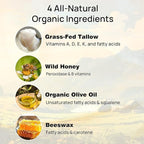 Beef Tallow for Skin 4 OZ, Natural Unscented Tallow and Honey Balm, Grass Fed Beef Tallow for Face and All Skin Types