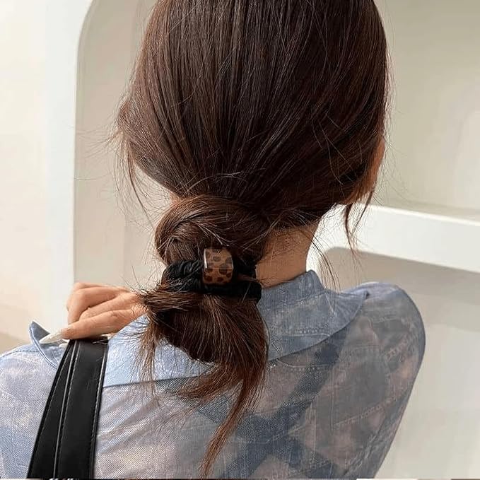 Silk Scrunchies Hair Ties 4Packs – Super Soft Thin Hair Scrunchies, Gentle on Hair, Faux Pearl Decorated Hair Accessories for Women