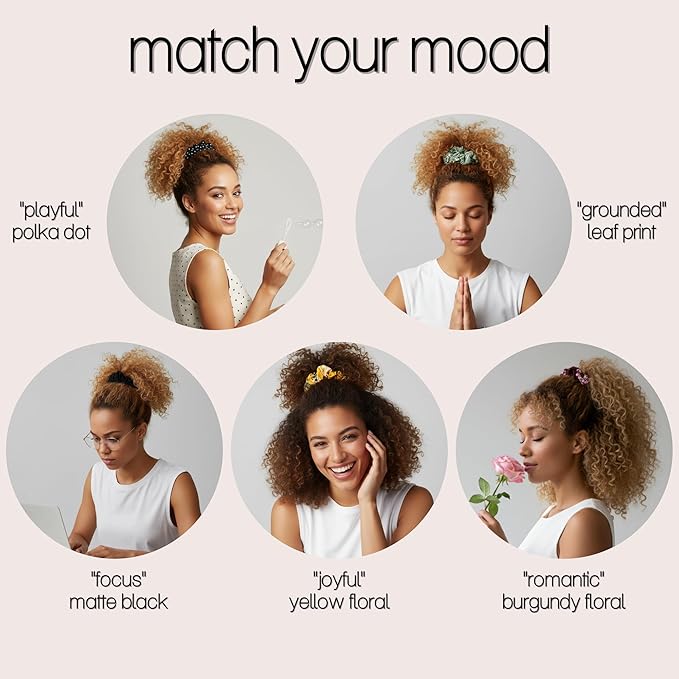likemary Scrunchies for Women - Match Your Mood & Outfit - Strong, Snag-Free Hair Ties for All Hair Types Made from Sustainable Reclaimed Fabric - 5 Pack
