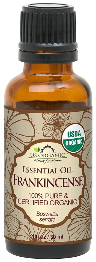 US Organic 100% Pure Frankincense Essential Oil, USDA Certified Organic, Steam Distilled, Boswellia serrata, Sourced from India, Topically or in Diffuser, Perfect for Aging Skin, All skin type (30 ml)
