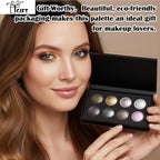 UCANBE 8 Color High-Intensity Baked Shimmer Eyeshadow Palette - Metallic Diamond-Like Shimmer, Highly Pigmented, Smooth & Blendable Formula for Dramatic & Radiant Eye Makeup (03 All Metallic)