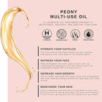 BEAUTE DE PROVENCE Peony Multi-Use Oil for Face, Body and Hair - Organic Blend of Apricot, Vitamin E Sweet Almond Oil for Dry Skin, Rose Petals & Bergamot Essential Oil - 4 Fl Oz