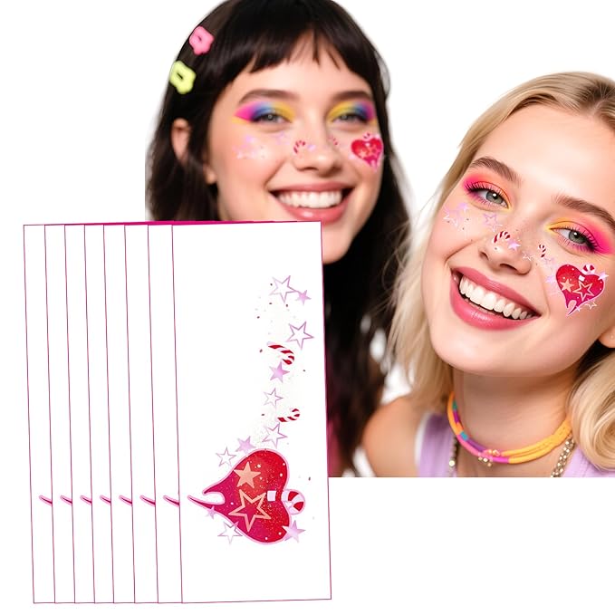 Face Glitter Freckles Tattoo, Star Apple Temporary Makeup Patches, Body Glitter Sparkle Fake Freckles Stickers Festival, Concert,Carnival Party,Cosmetic Glitter,Rave Accessories Decorations 8 PCS