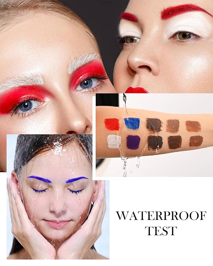 Eyebrow Mascara Gel-1Pcs Longlasting Waterproof Smudgeproof White Tinted Eyebrow Glue Colored Liquid Mascara Brow Gel,Tinted Brow Filler,Curling Tubing Mascaras,Halloween Eye Makeup Gift for Women-10