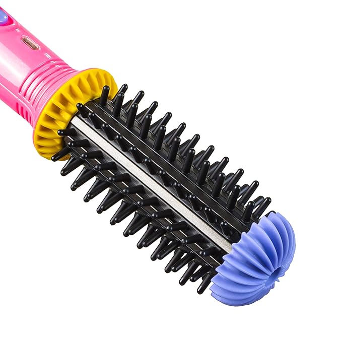 CALISTA GoGo Mini Heated Round Brush | Curl, Touch-Up, De-Frizz, and Style Hair with the Mini 7” Styling Tool | Heats to 365°F | Perfectly Designed Travel Tool | Dual Voltage (Peachy Pink)